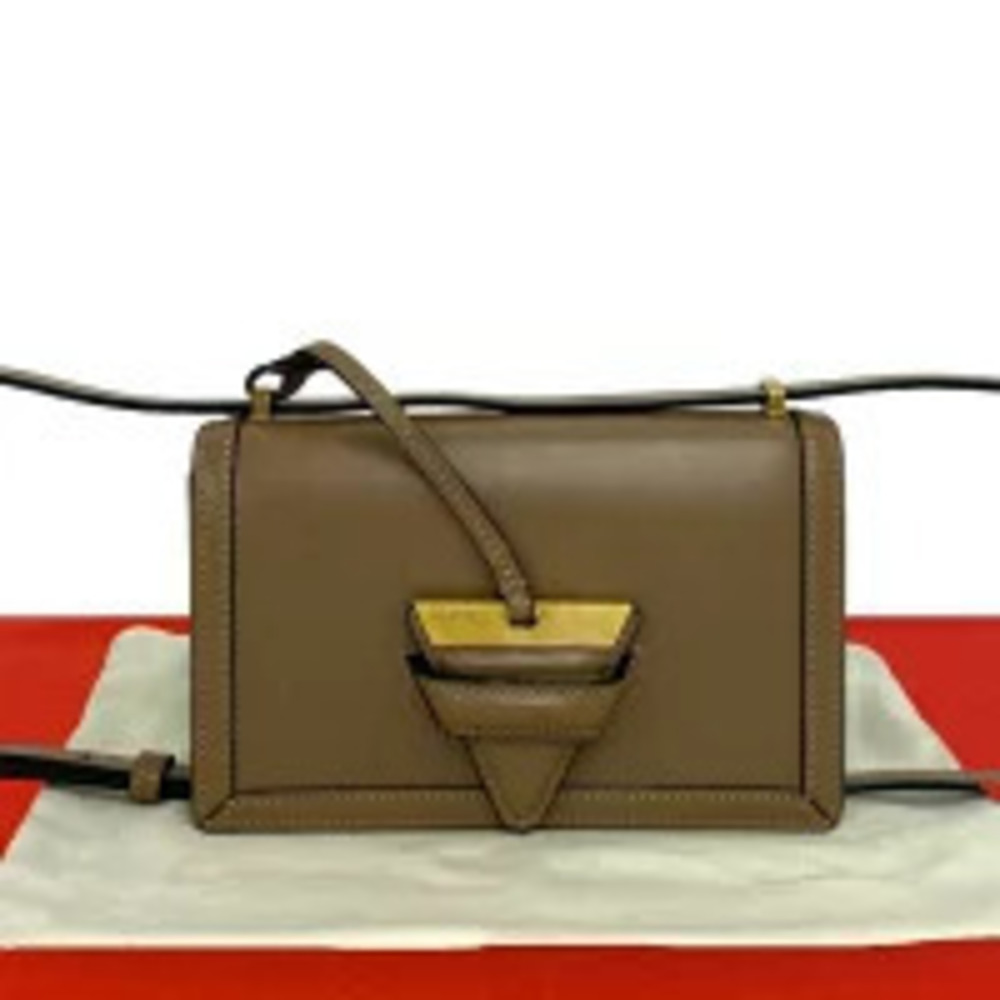 Loewe Barcelona Leather Sacoche Pouch Shoulder Bag Beige Tan